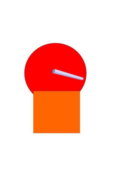 imagem quadrado com bola vermelha e elemento 3D